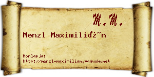 Menzl Maximilián névjegykártya